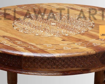Handmade Wood Inlay Dining Table | Luxury Home Living Room Table | Custom Funiture