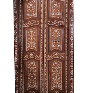 Teak Wood Inlay Mother Of Pearl Door, antique teak wood Inlay Pearl Door, unique door inlaid door