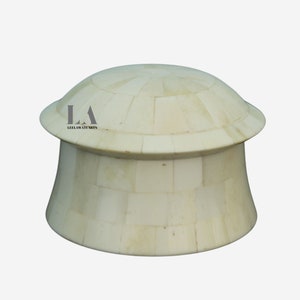 Home Décor Camel Bone Inlay Round Box Storage Gifts Box