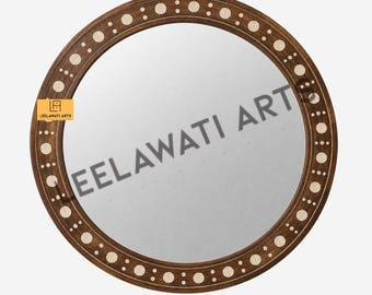 handmade Home Décor Wood inlay Frame | Luxury Living Room Wall Decor Mirror Frame