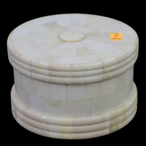 Home Décor Camel Bone Inlay Round Box Storage Gifts Box