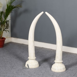 Home Décor Camel Bone Faux Elephant Tusks Pair 91 cm