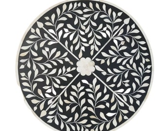 Table Top Bone Inlay Round Flower Design Table Top End Table Coffee Center Table Top