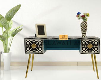 Handmade Wood Inlay Moroccan Console Table | Luxury Table | Living Room Furniture Desk Table