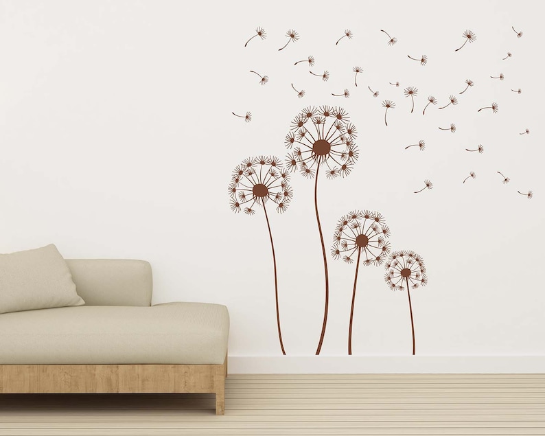 Wall Decal Large Flying Dandelion Violet Plant Vinyl Wall Stickers Home Living