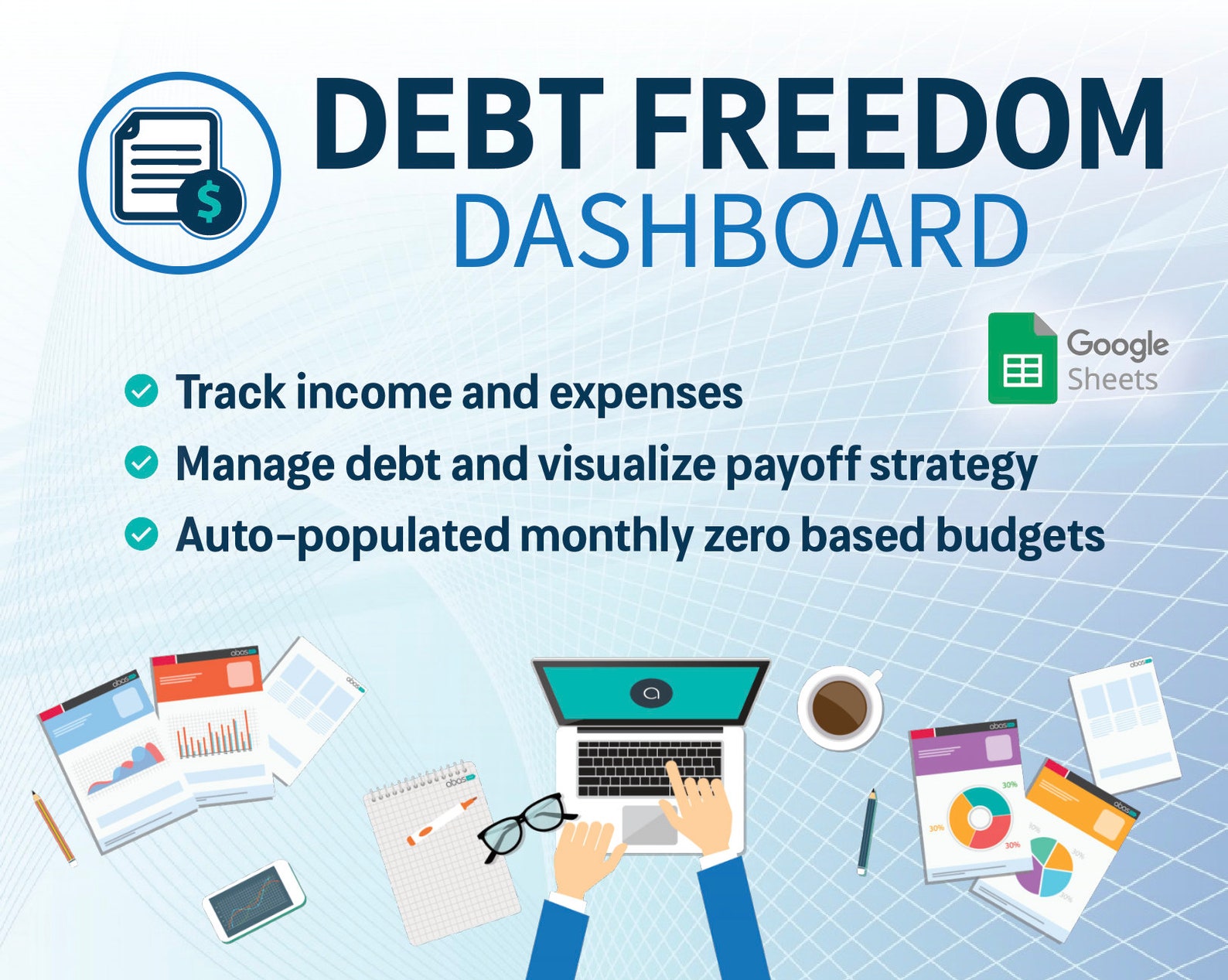 Debt Freedom Dashboard Budget Simple Debt Payoff Planner for Etsy