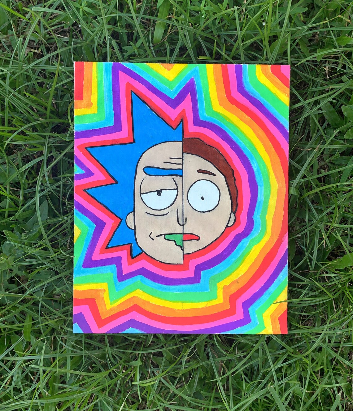 Trippy Rick and Morty Painting Psychedelic Art Ambies Etsy