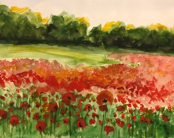 Poppy Field Painting Etsy Poppy Field Painting Etsy