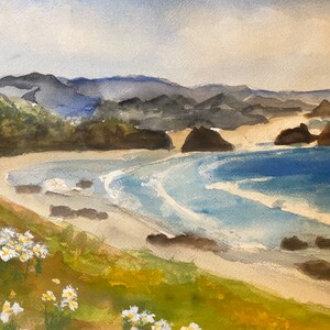 CANNON BEACH PRINT, Handmade Painting, Abstract Art Print, Watercolor Painting, Oregon Coast Art, Giclee Wall Hanging, New Home Gift