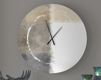 Toxey Wall Clock | Gray, Beige, Brown, and White Abstract Clock