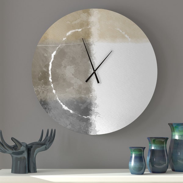 Toxey Wall Clock | Gray, Beige, Brown, and White Abstract Clock
