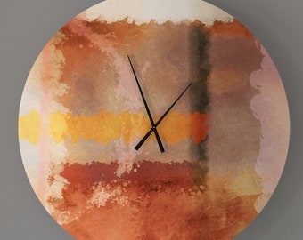 Crystal Preferable   Wall Clock | Oversized Abstract Fine Art Wall Clock, Brown, Beige, and Red Decor