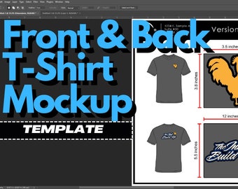 Plantilla PSD de maqueta de camiseta simple por delante y por detrás