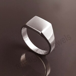 Personalisierter Sterling Silber Siegelring: Benutzerdefinierte quadratischer Anfangsring
