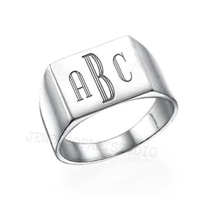 Silver Signet Ring, Personalized Engraved Rings, Monogram Signet Ring, Personalized Rings, Custom Signet Ring, Sterling Silver Signet Ring
