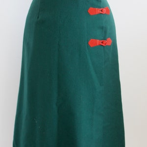 Saia Oscar de la Renta / Saia de grife / Saia mistura de lã dos anos 70 / Saia vintage verde e vermelha dos anos 70 / Saia envoltória vintage / XS/Pequena