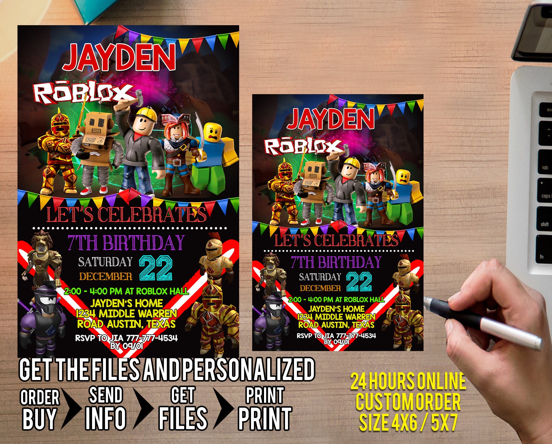 Roblox Birthday Invitation Roblox Invitation Roblox Partyroblox Inviteroblox Printable Template Roblox Game Invitation Instant Download - roblox birthday invitation roblox invite roblox party etsy