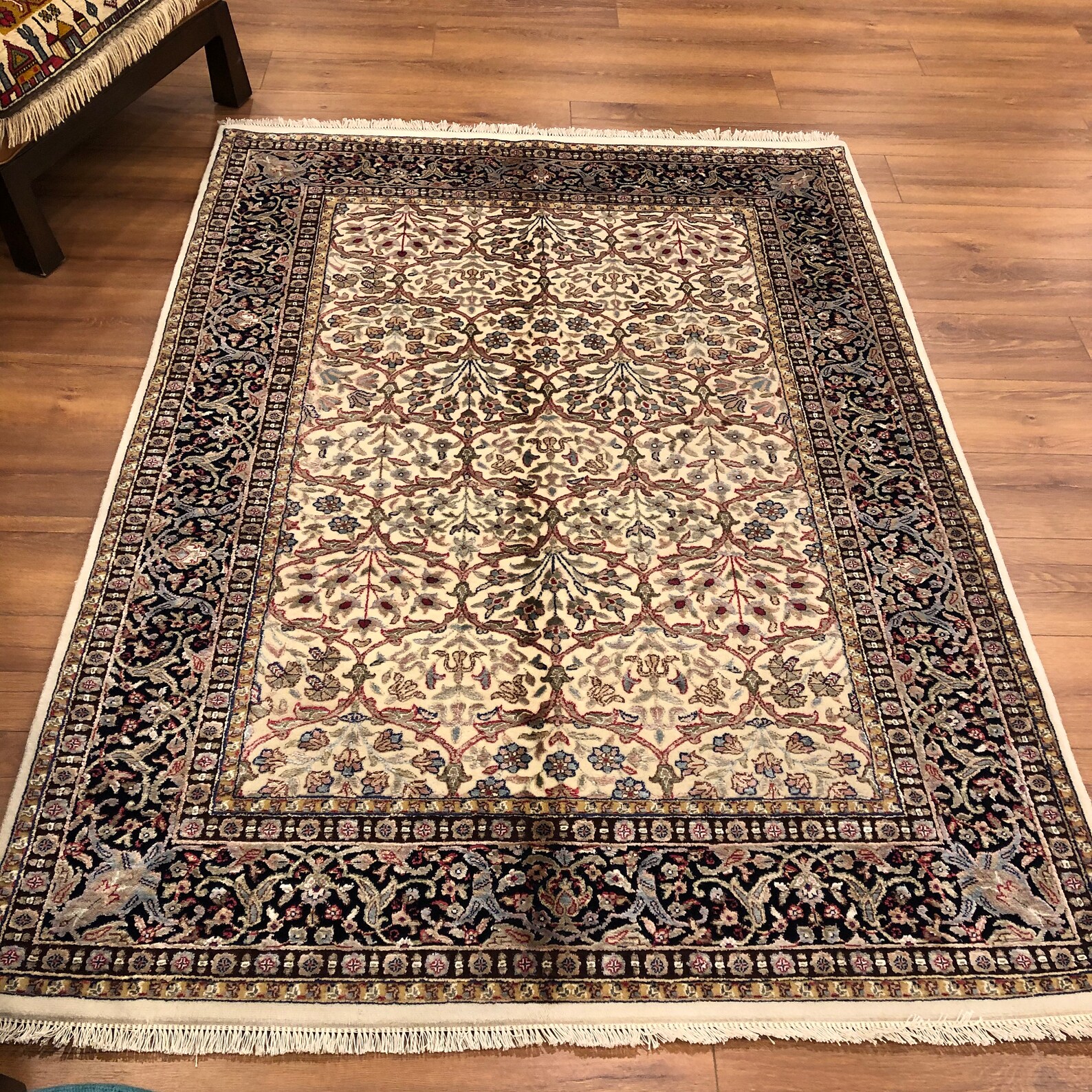 Turkish Hereke Rug, Handmade, Wool Rug, Red ,white,runner, 6.36x4.52 Ft