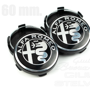 Zwarte wielnaafafdekkingen 60 mm voor Alfa Romeo Stelvio, Giulia, Brera, 159