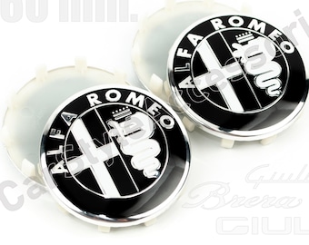 Wheel Center Caps for Alfa Romeo 159 Stelvio 60mm 4 pieces Black Brera Giulia Aftermarket Replacement