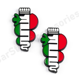 Alfa Romeo Snake Metal 3D Sticker Set of Two Badges Fender Italian Flag
