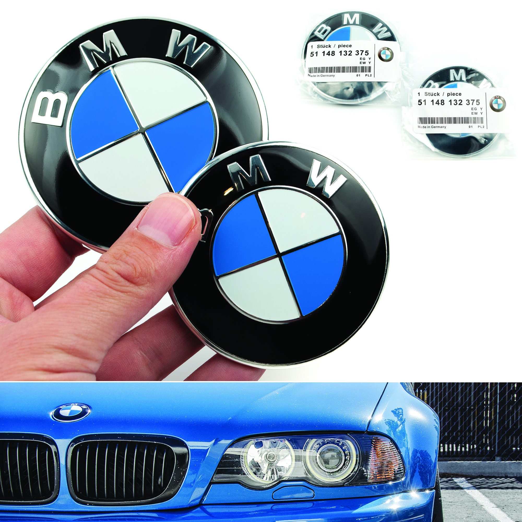 Kompatibel mit BMW Emblem 51147057794 Motorhaube 82mm Kofferraum