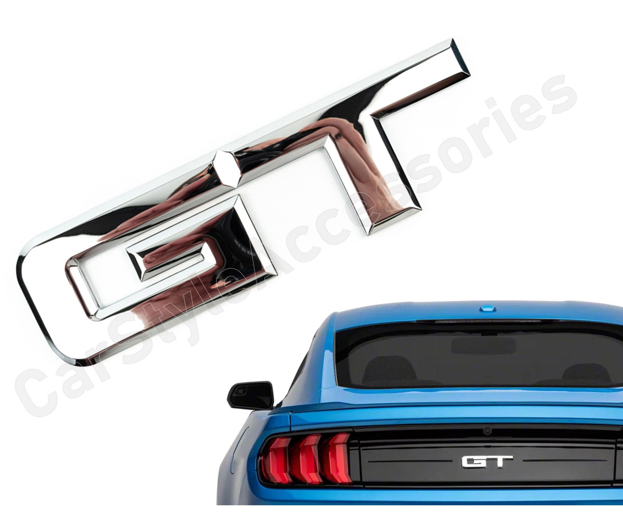 Ford Mustang GT Rear Badge Metal Chrome 3D Logo