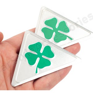 Right and Left Alfa Romeo Quadrifoglio Verde Cloverleaf Badges Triangle Fender Badges QV