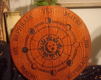 Handcrafted Pendulum Board for Divination | Hand-Burned Spirit Communication Board | Unique Witchy Tool for Tarot, Ritual, and Spirit Work