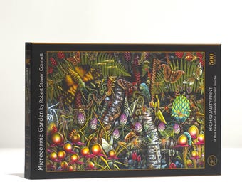 Mikrokosmischer Garten; 500 Teile Velvet-Touch Jigsaw Puzzle Gruseliges Insekt Art by RS Connett