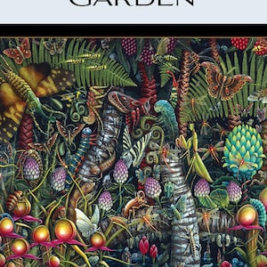 K&ouml;nnte beinhalten: Ein 500-teiliges Puzzle mit einem lebendigen, detaillierten Bild eines &uuml;ppigen, tropischen Gartens, der von Insekten, Pflanzen und Tieren wimmelt. Das Puzzle zeigt eine Vielzahl von Farben, darunter Gr&uuml;n, Rot, Blau und Gelb.