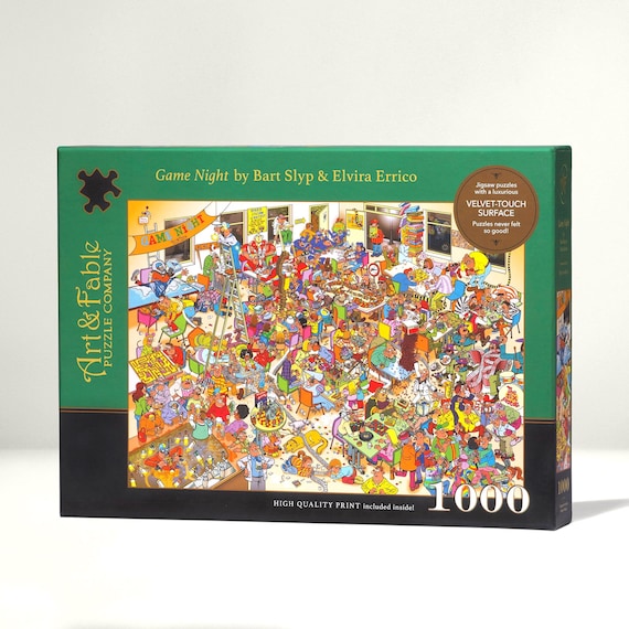 Game Night; 1000 Piece Velvet-Touch Jigsaw puzzle featuring the art of Bart Slyp & Elvira Ericco