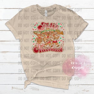 Feliz Navidad, Christmas, Gingerbread, Mariachi, Hispanic, Latino, Unisex, Tee, Shirt