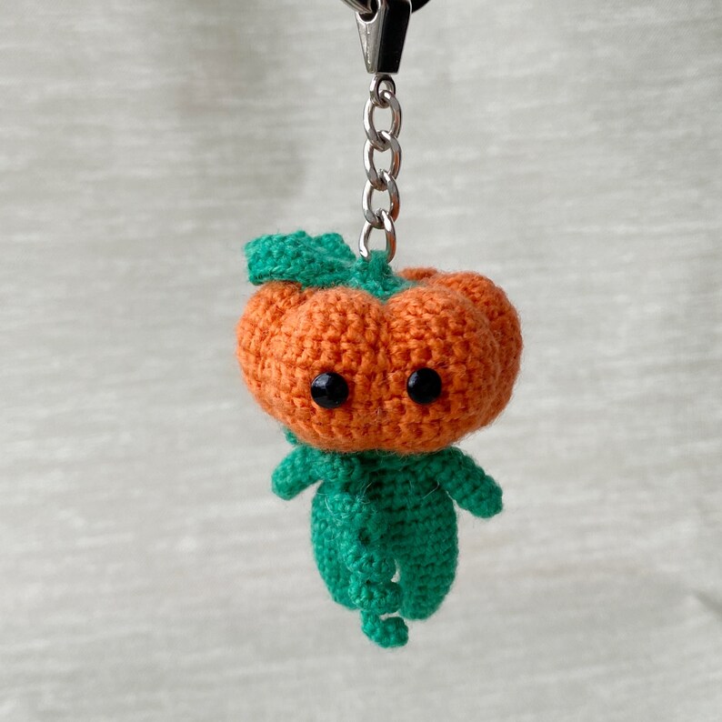 Pumpkin keychain Halloween keychain Fall keychain Amigurumi | Etsy