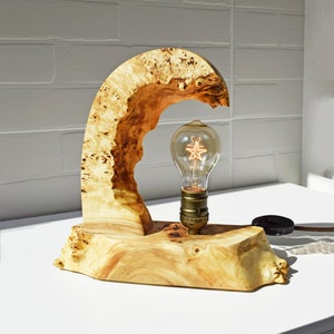 Wood Table Lamp,Burl Wood Lamp,Edison Lamp,Decor Lamp,5th anniversary gift,Home Wooden Decor,Christmas Gift,Home decoration,Wood Desk Lamp