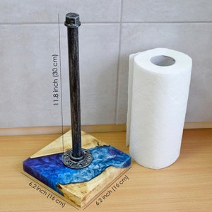 Suporte para toalhas de papel de pé, suporte para toalhas de cozinha de madeira epóxi, toalheiro, porta-toalhas de papel guardanapo, suporte de madeira, presente de inauguração de casa de madeira