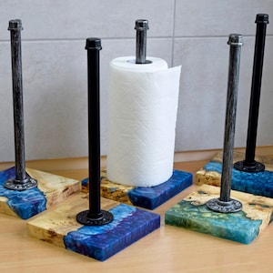 Blue/gray Ceramic Paper Towel Holder, Bright Blue Handmade Paper Towel Stand,  Green Benchtop Paper Towel Holder 