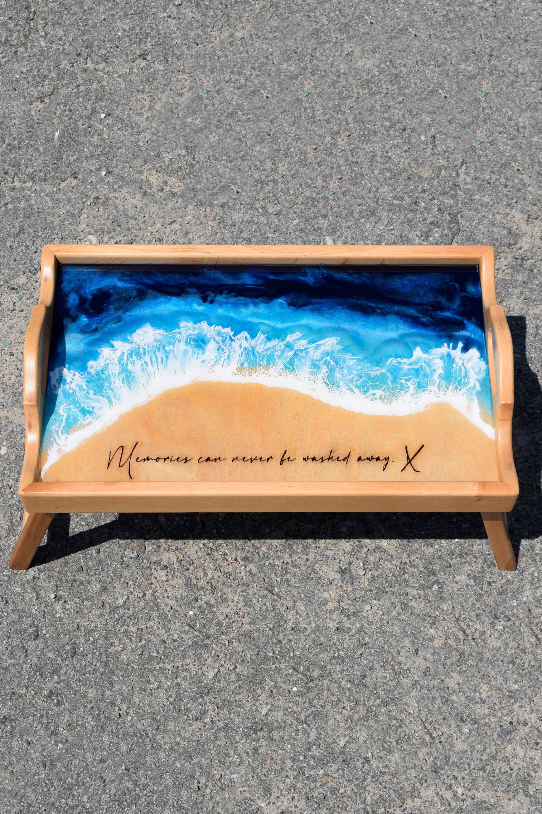 Personalized Serving Tray With Handles Legswood Epoxy Etsy