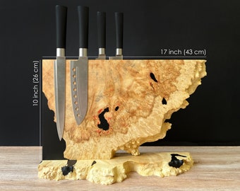 Magnetic Knife Block Holder,Kitchen Knives Sets Holder,Housewarming gift,Christmas Gift,Knife Block Wood Epoxy Resin,Live Edge Knife Block