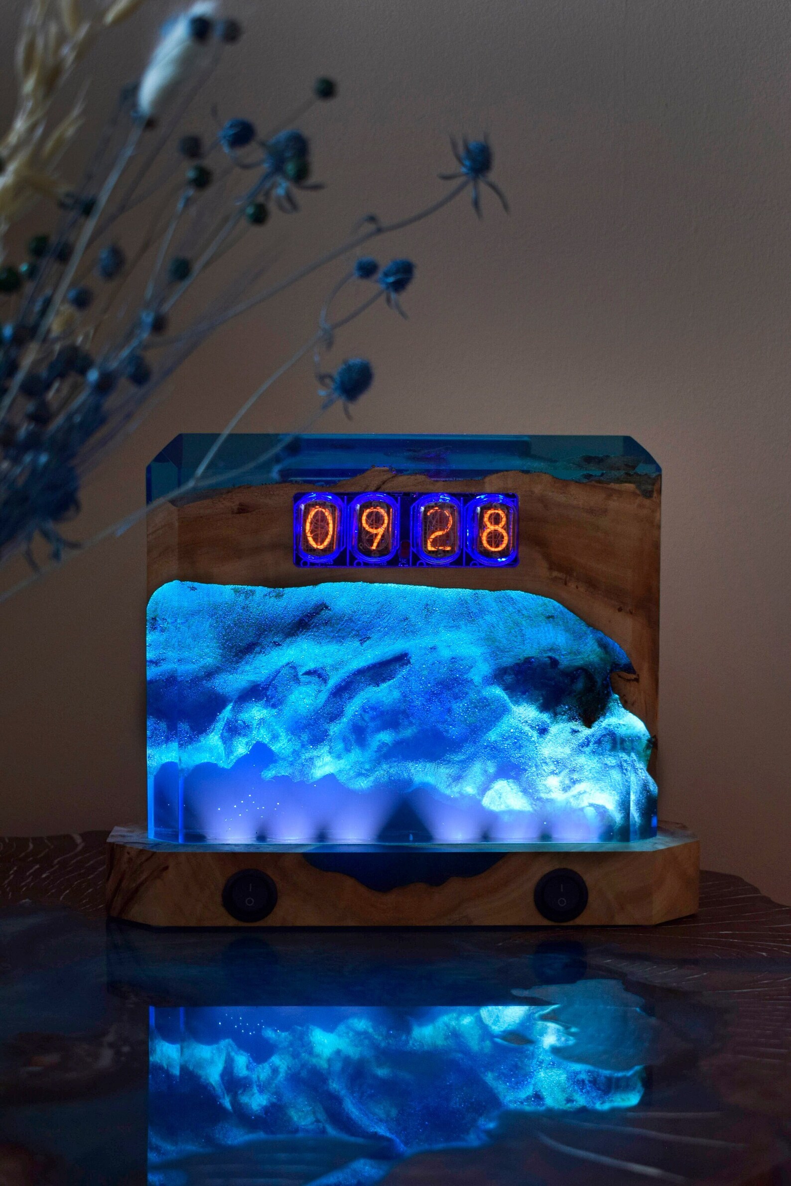 Nixie Tube Clock Epoxy Night Lampdigital Clockdesk Etsy