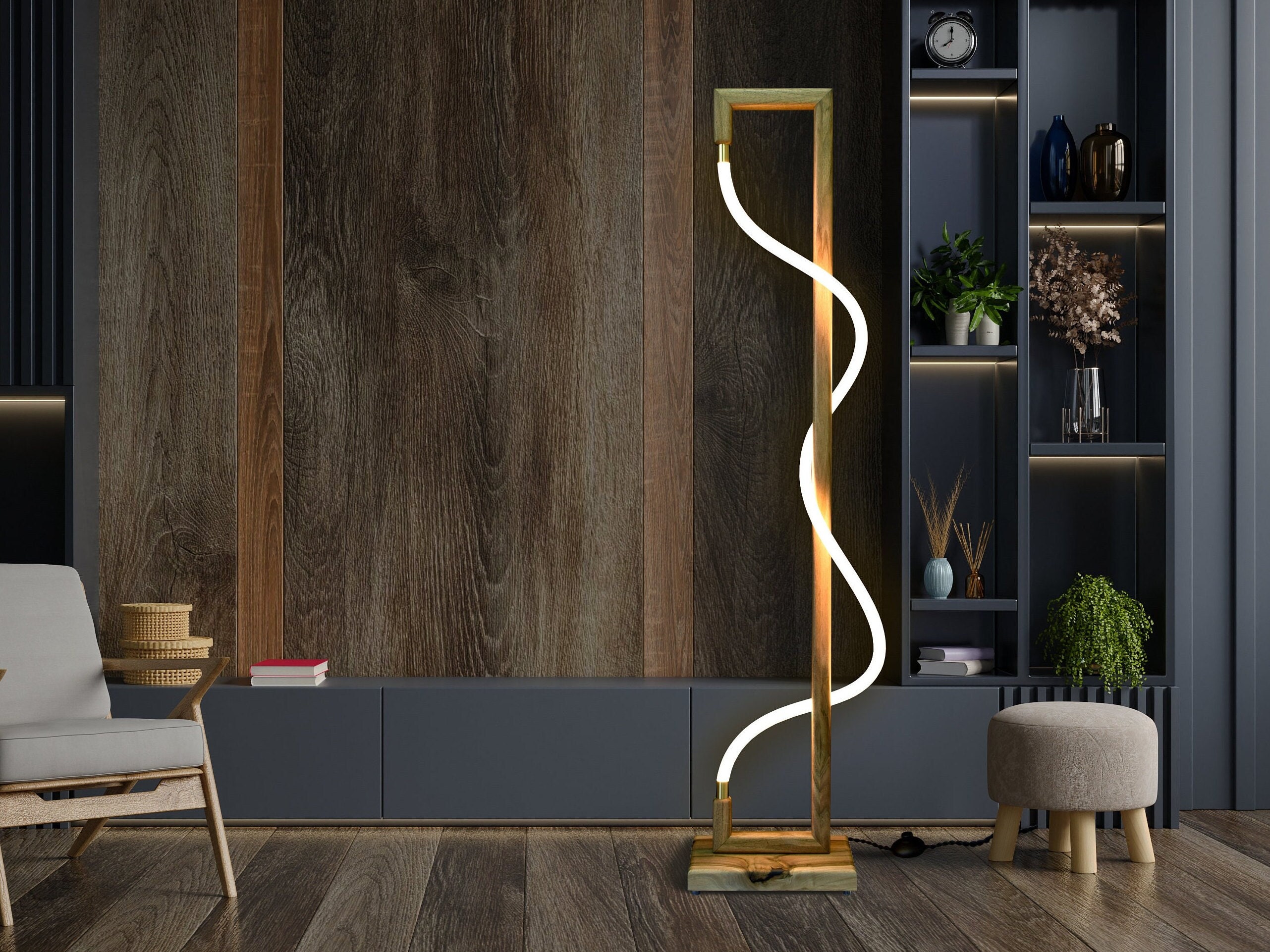 Wood Arc Floor Lampnull