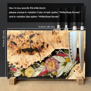 Dried Flowers Magnetic Knife Block Epoxy Resin Wood,magnetic knife holder,knife stand,knife rack,dry flowers housewarming gift,kitchen decor