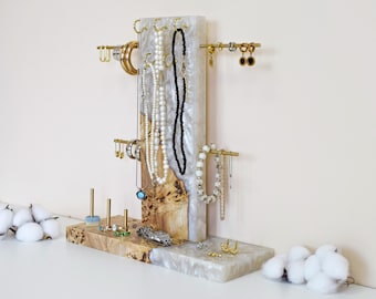 Jewelry Organizer Wood Epoxy Resin,Necklace Organizer,Earring Holder,Ring Holder,Jewelry Holder,Earring Display,Necklace stand,Gift for her