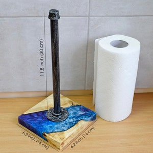 Suporte para toalhas de papel, porta-guardanapos de papel de cozinha, suporte para toalhas de papel de resina epóxi de madeira, decoração de cozinha, presente de natal para ele, mãe e filha