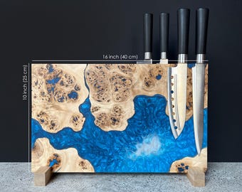 Magnetic Knife Block,Knife Holder,Housewarming Gift,Epoxy Resin Wood Knife Holder,Knife Stand,epoxy river knife block,knife magnetic board