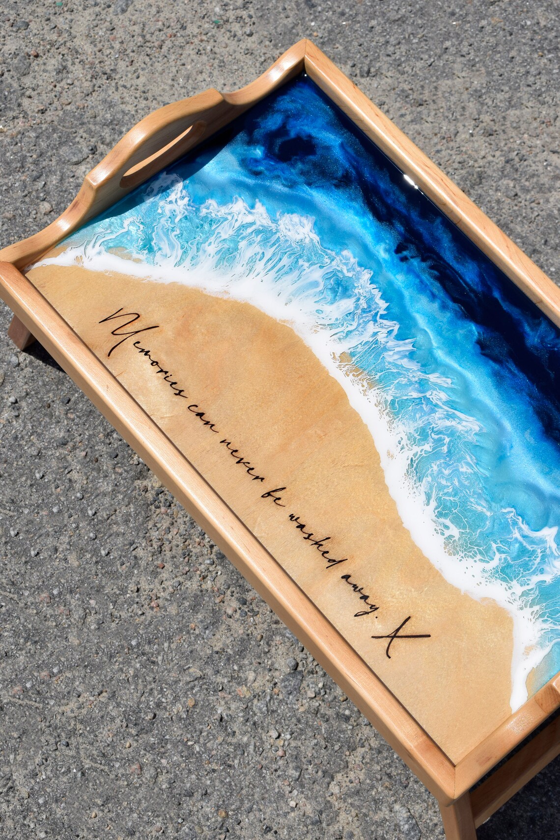 Personalized Serving Tray With Handles Legswood Epoxy Etsy