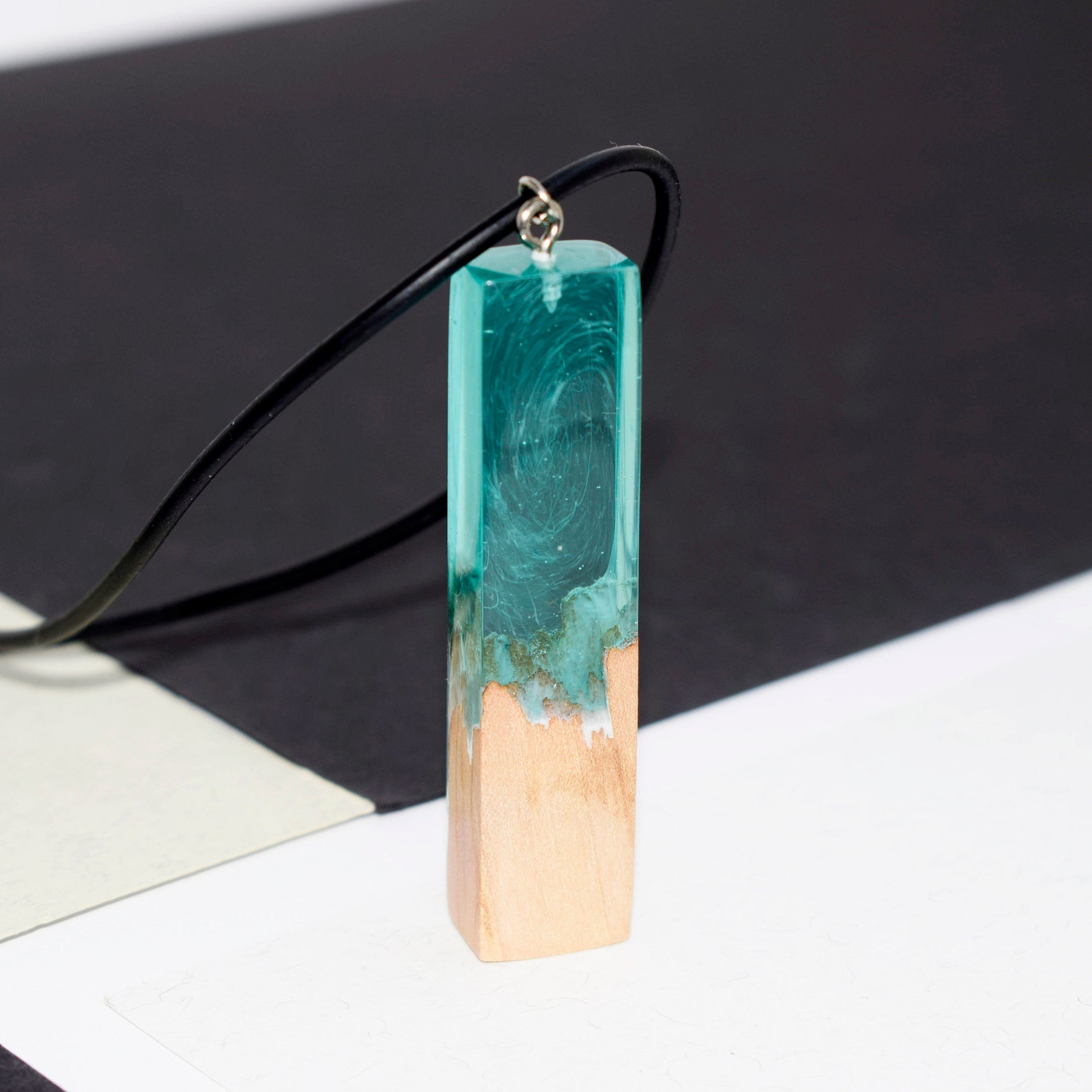 Epoxy Wood Pendant on NecklaceHandcarve pendantNatural wood Etsy