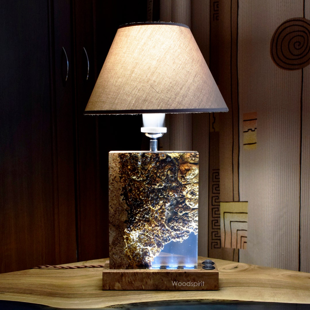 Handmade Resin Wood Lamps, Beside Lamps, Ambient Night Lights- EP