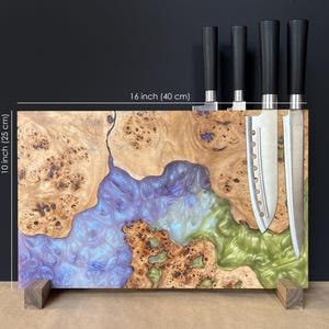 Magnetic Knife Block Countertop,Hardwood Knife Stand,Wood Epoxy Resin Knife Block,Knife Storage,Knife Display,Knife Rack,Large Knife Block