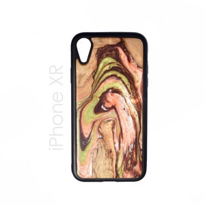 Étui en bois de résine époxy iPhone XR, étui en bois fait à la main, étui en époxy, étui en résine, étui en bois, étui de téléphone esthétique, étui de téléphone personnalisé, étui en bois sculpté